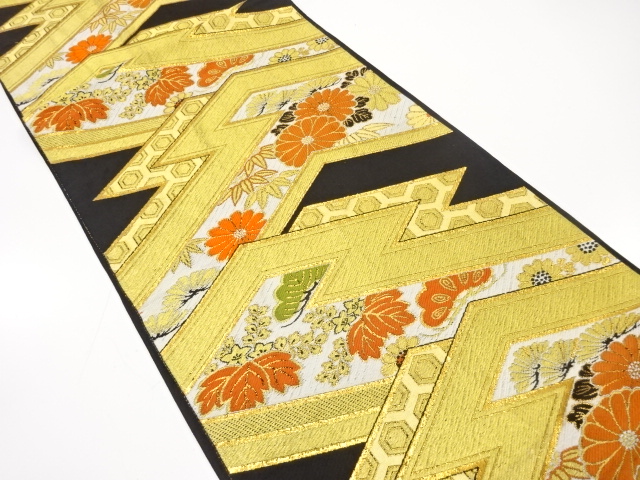 JAPANESE KIMONO / ANTIQUE FUKURO OBI / WOVEN PAULOWNIA & KIKU